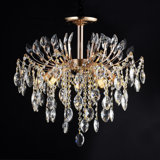 Crystal Chandelier fiamma, 6x E14, 45 cm átmérőjű, arany