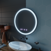 LED érintés Otto tükör leolvasztási rendszer, óra és hőmérséklet 80 cm -es fekete ízléses keret