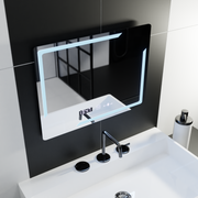Téglalap alakú LED -tükör, 80x60 cm, Rayonement MotionGlow Marcello, letiltó rendszer, óra
