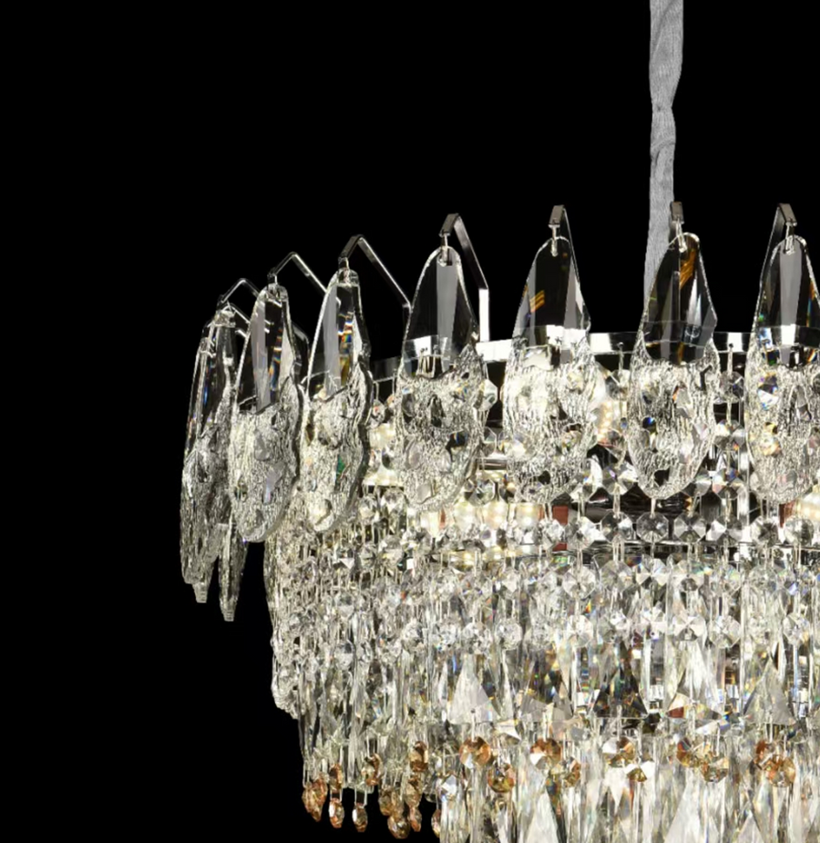 Csillár kristály windsor Eleganza 8x E14, 49 cm átmérőjű, fényes arany, állítható magasság