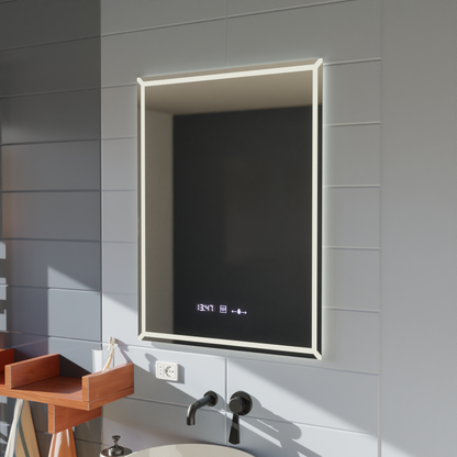 Téglalap alakú LED-es tükör, 80x60 cm, VillayTouch Marcello, Páramentesítő rendszer, Tompítható