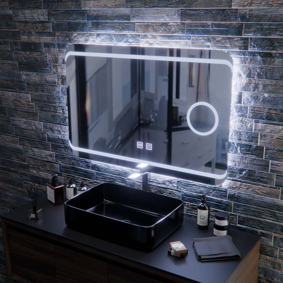 LED tükör E30S/65X45, érintés és páramentesítő funkció, kozmetikai fény, 65x45 cm, hideg fény 6000K