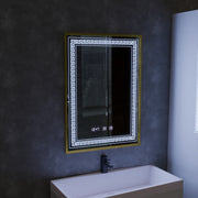 Mirror LED Touch Bruno osztály helyettese, óra és hőmérséklet 60x80 cm Ezüstcsiszolt keret