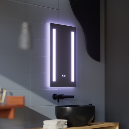 Négyszögletű LED tükör, 50x70cm, C206S/50X70 Touch, Páramentesítő rendszer, Tompítható