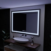 Téglalap alakú LED -tükör, 100x65 cm, Verite Majeste Noir Motion Glow Marcello, behatolási rendszer, óra és hőmérő, dimálható