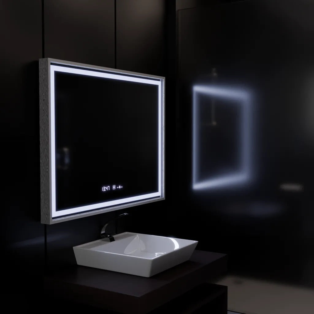 Tükör LED téglalap alakú 120x80cm verite birodalmi ezüst mozgás ragyogása Marcello óraszíni rendszer és dimálható hőmérő