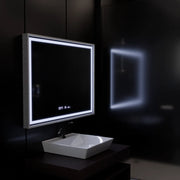 Téglalap alakú LED -tükör, 120x80 cm, verite birodalmi ezüst mozgás ragyogó marcello, leolvasztási rendszer, óra és hőmérő, dimálható