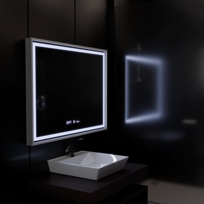Tükör LED téglalap alakú 120x80cm verite birodalmi ezüst mozgás ragyogása Marcello óraszíni rendszer és dimálható hőmérő