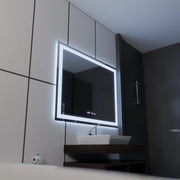 Téglalap alakú LED -tükör, 100x75 cm, Verite MotionGlow Marcello, Szabályozási Rendszer, óra és hőmérő, dimálható
