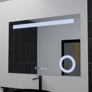 Téglalap alakú LED -tükör, 80x60cm, Absolu MotionGlow Marcello, leolvasztási rendszer, óra és hőmérő, kozmetikai lup