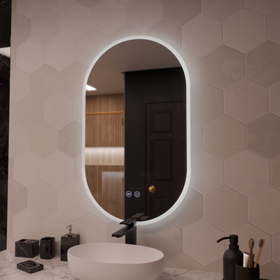Ovális LED -tükör 50x80cm Llexort, érintés, leolvasztási rendszer, dimálható