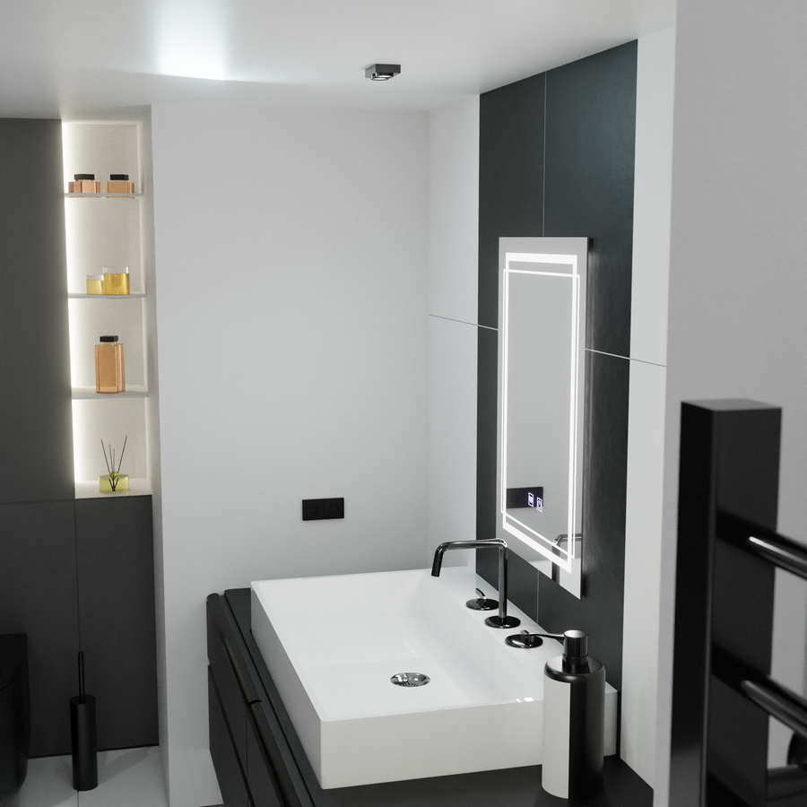 Téglalap alakú LED -tükör, 50x70 cm, Koven Touch, Despantile rendszer, Dimable