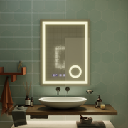 Mirror LED Touch Manfred szennyeződés rendszer, óra és hőmérséklet 60x80 cm kozmetikai nagyítás
