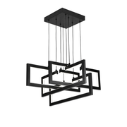 Lustra LED cu telecomanda ,Suspendata 98W, 4 Elemente, lumina Rece/Calda/Neutra, Dimabila, Inaltime Reglabila, Negru