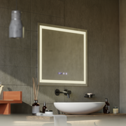 LED Touch Werner tükör -behatolási rendszer, óra és hőmérséklet 80x60 cm