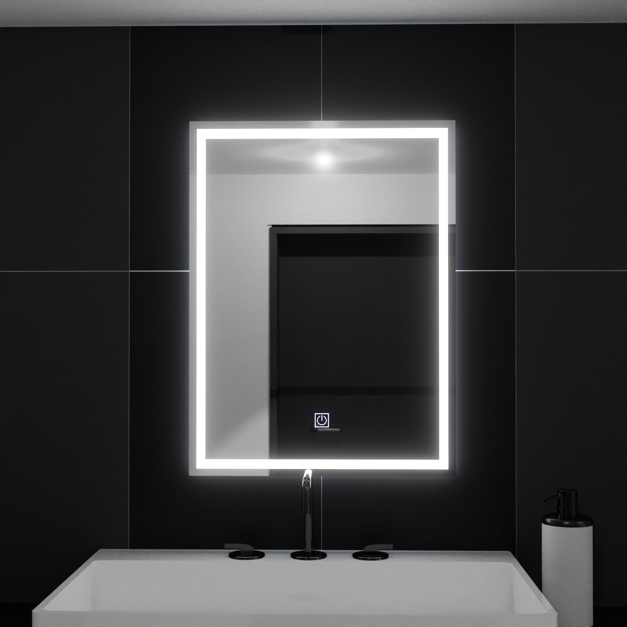 Tükör LED téglalap alakú 50x70 cm -es keret alapvető érintés
