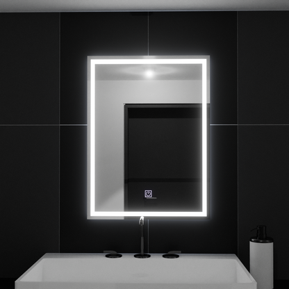 Téglalap alakú LED -tükör, 50x70 cm, keret alapvető érintés