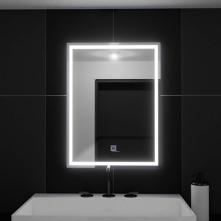 Téglalap alakú LED -tükör, 50x70 cm, keret alapvető érintés