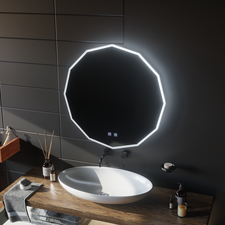 Kerek LED -tükör, 70 cm, érintse meg a Lichtkreis -t