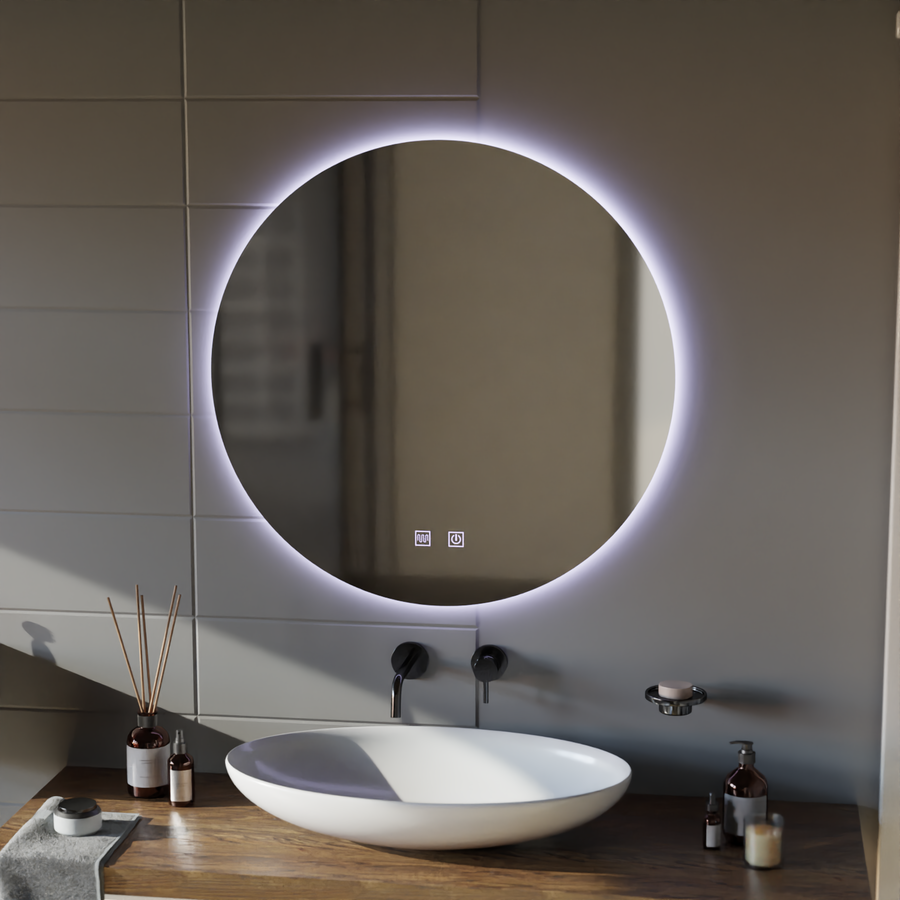 Kerek LED -tükör, 70 cm, Isolda, érintés