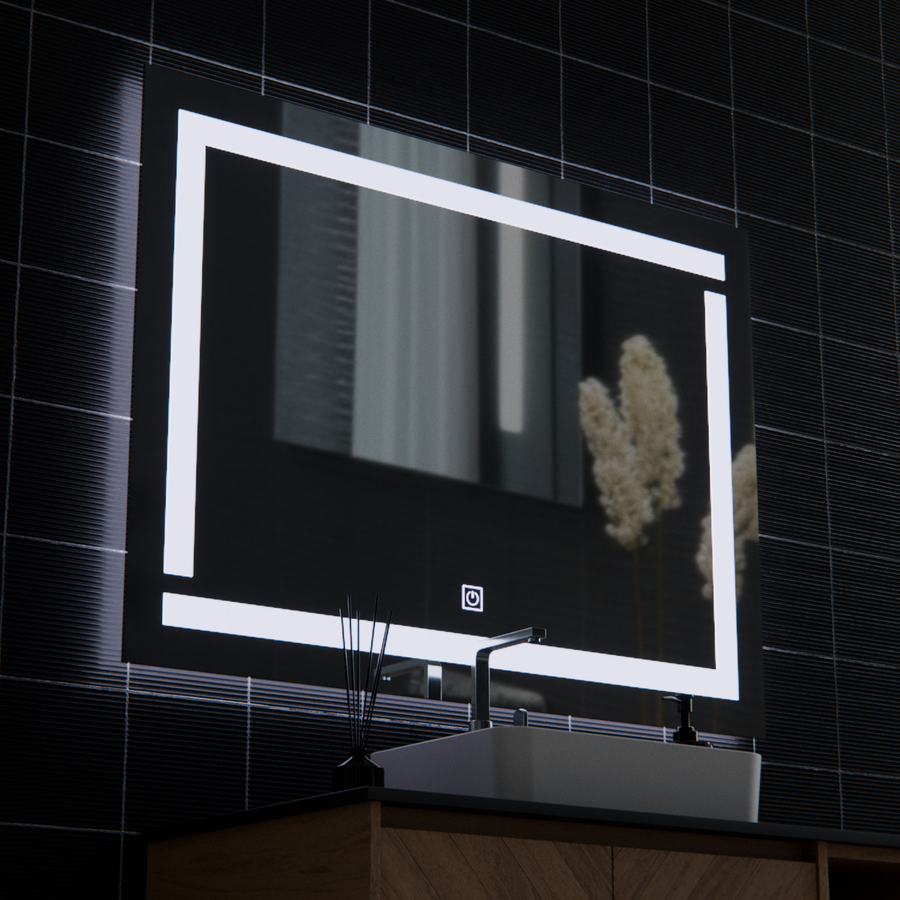 Giga LED tükör, 80x60cm, Ezüst, Touch, 6000K fény