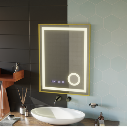 Mirror LED Touch Stefan Dbriction System, Víz és Hőmérséklet 60x80 cm Arany Ramahed Cosmetics Lup