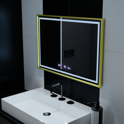Téglalap alakú LED -tükör, 100x65 cm, Royale Gold Motion Glow Marcello, Osztály- és Hőmérő, Dimable