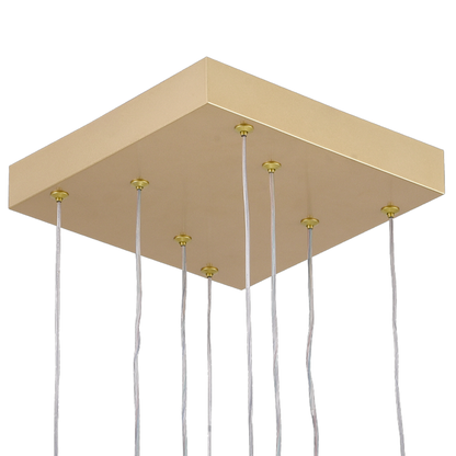 Lustra LED cu telecomanda ,Suspendata 98W, 4 Elemente, lumina Rece/Calda/Neutra, Dimabila, Inaltime Reglabila, Auriu