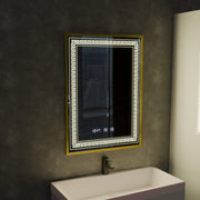 Mirror LED Touch Bruno osztály helyettese, óra és hőmérséklet 60x80 cm Ezüstcsiszolt keret