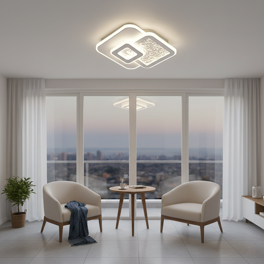 KOMPACTO 56W LED csillár, 3 négyzet, hideg/meleg/semleges fény, fehér