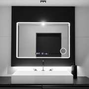 Mirror LED téglalap alakú 120x80 aura riflesso puro mozgásglow marcello, leolvasztási rendszer, hőmérő és óra, dimálható