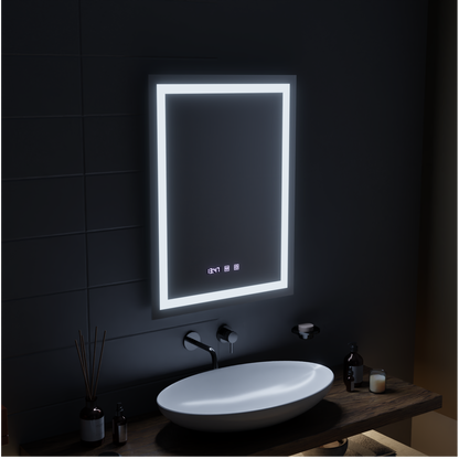 LED Touch Gustav tükör behatolási rendszer, óra és hőmérséklet 60x80 cm