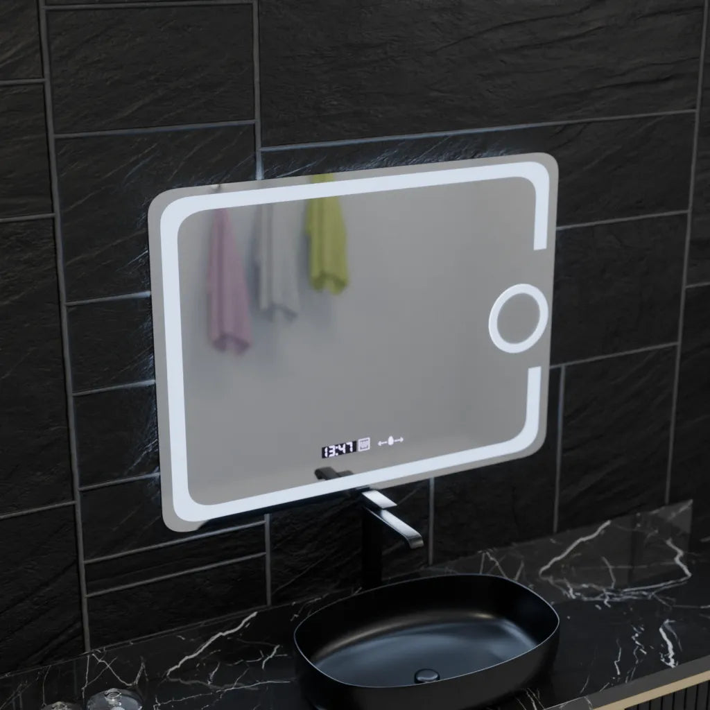 Mirror LED téglalap alakú 80x60cm eclat mozgásglow marcello óraszíni rendszer és farkas hőmérő dimable kozmetikum