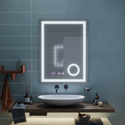 Mirror LED Touch Manfred szennyeződés rendszer, óra és hőmérséklet 60x80 cm kozmetikai nagyítás