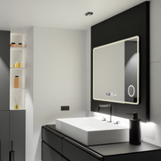 Mirror LED téglalap alakú 120x80 aura riflesso puro mozgásglow marcello, leolvasztási rendszer, hőmérő és óra, dimálható