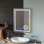 Mirror LED Touch Stefan Dbriction System, Víz és Hőmérséklet 60x80 cm Arany Ramahed Cosmetics Lup