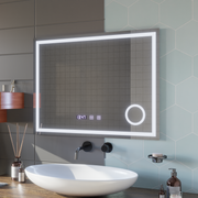 LED Touch Gunter tükör leolvadó rendszer, óra és hőmérséklet 80x60 cm kozmetikai nagyítás