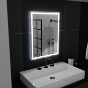 Téglalap alakú LED -tükör, 50x70 cm, keret alapvető érintés
