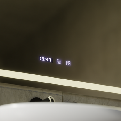 LED Touch Werner tükör -behatolási rendszer, óra és hőmérséklet 80x60 cm