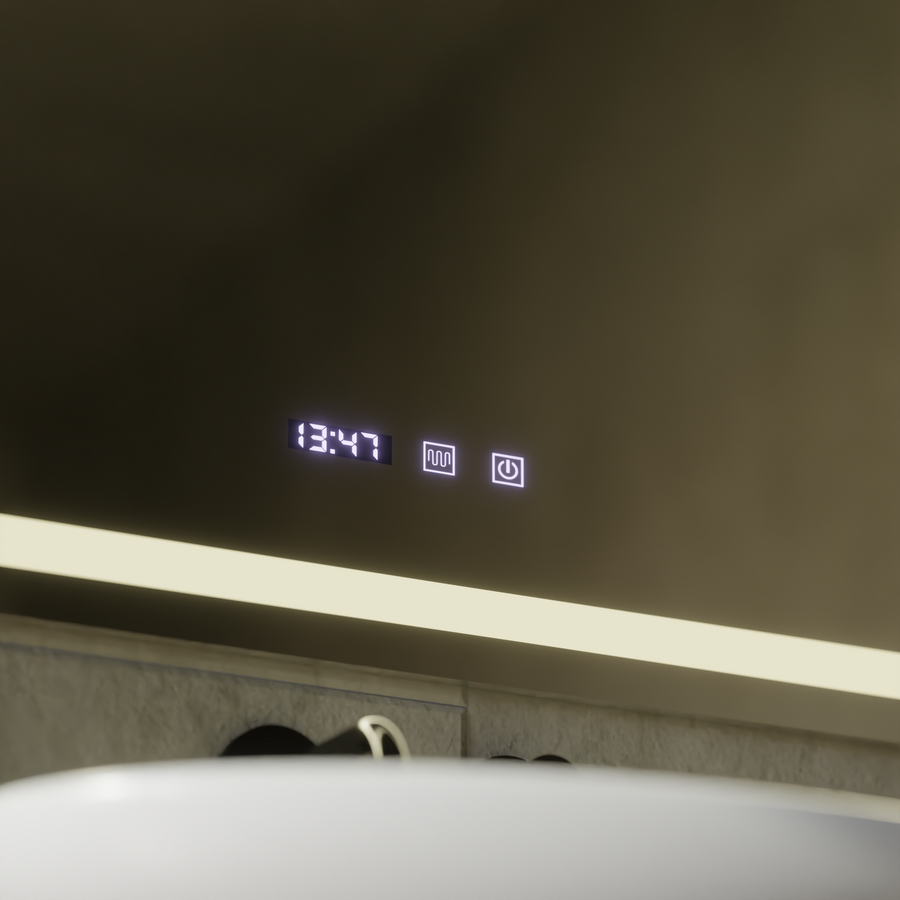LED Touch Werner tükör -behatolási rendszer, óra és hőmérséklet 80x60 cm
