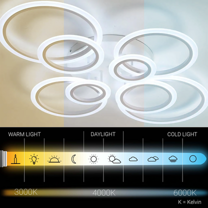 LED -csillár Betty 130W távirányítóval, 8 kör, hideg/forró/semleges fény, fehér, fehér