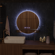 LED Touch Alfred Mirror -behatolási rendszer, óra és hőmérséklet 60x60 cm integrált támogatással