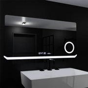 Téglalap alakú LED -tükör, 80x60 cm, definíciós mozgásgátló marcello, letiltási rendszer, óra és hőmérő, kozmetikai nagyító