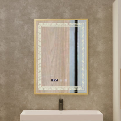Mirror LED Touch Bruno osztály helyettese, óra és hőmérséklet 60x80 cm Ezüstcsiszolt keret