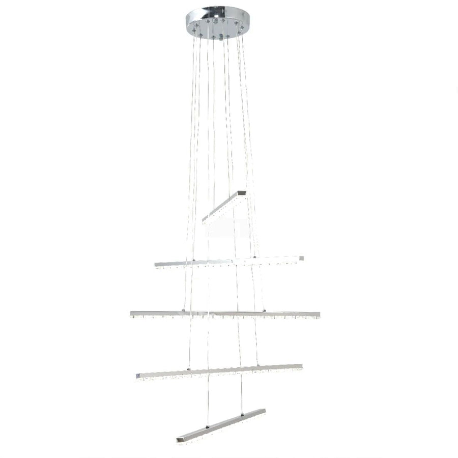 A LED -vágy távirányítóval és Crystal Liboria 64W -vel felfüggesztve, hideg/forró/semleges fény, instabil, fényes króm