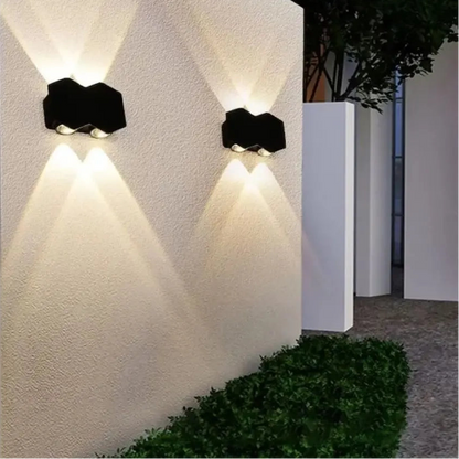 Kültéri és beltéri LED fali lámpa, 4 forrás x 1W, IP65, ABS, fekete, 3000K