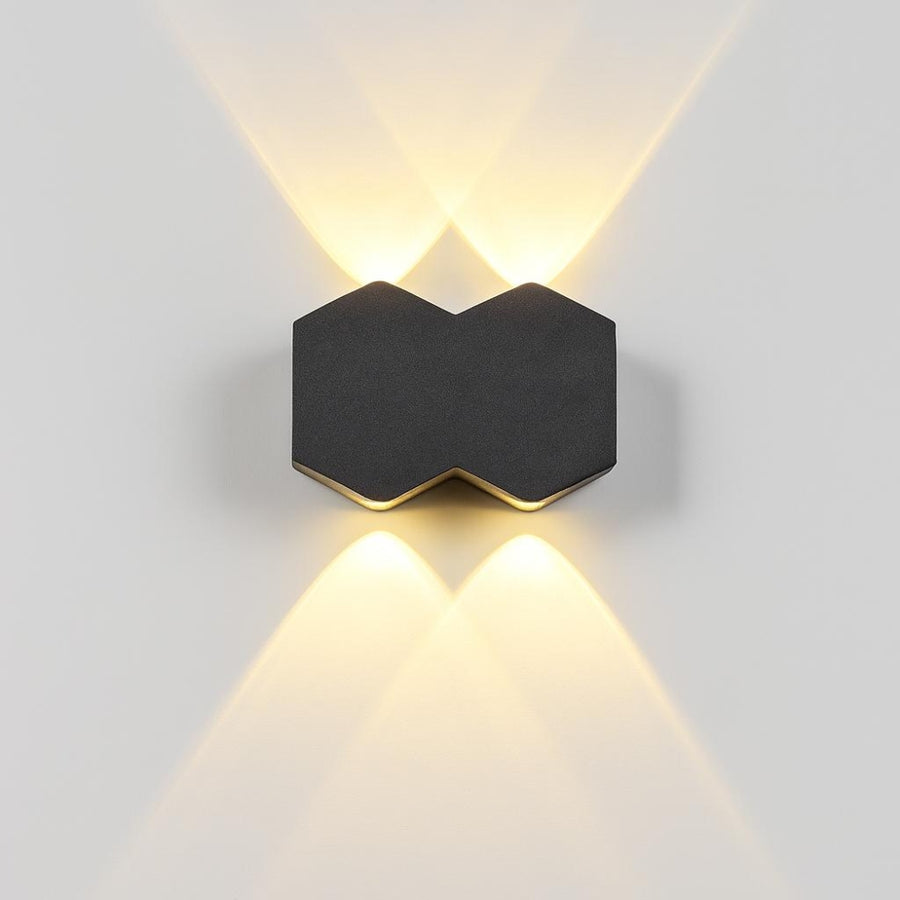 Kültéri és beltéri LED fali lámpa, 4 forrás x 1W, IP65, ABS, fekete, 3000K