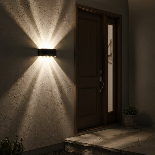 Ellis külső LED fali lámpa, 8 W, 8 fényforrás, meleg fény, fekete kültéri fali lámpák alapértelmezett cím Alessandro Design