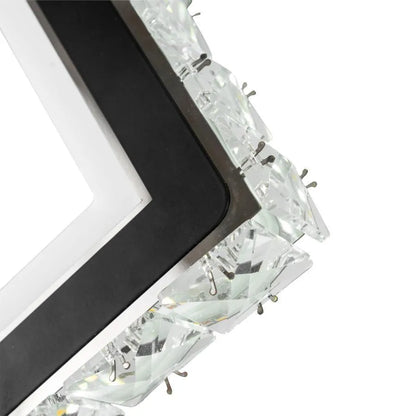 Alkalmazza a Terrano LED -t kristályokkal, négyzet alakú, 24W, hideg/forró/semleges fény, fekete és rozsdamentes