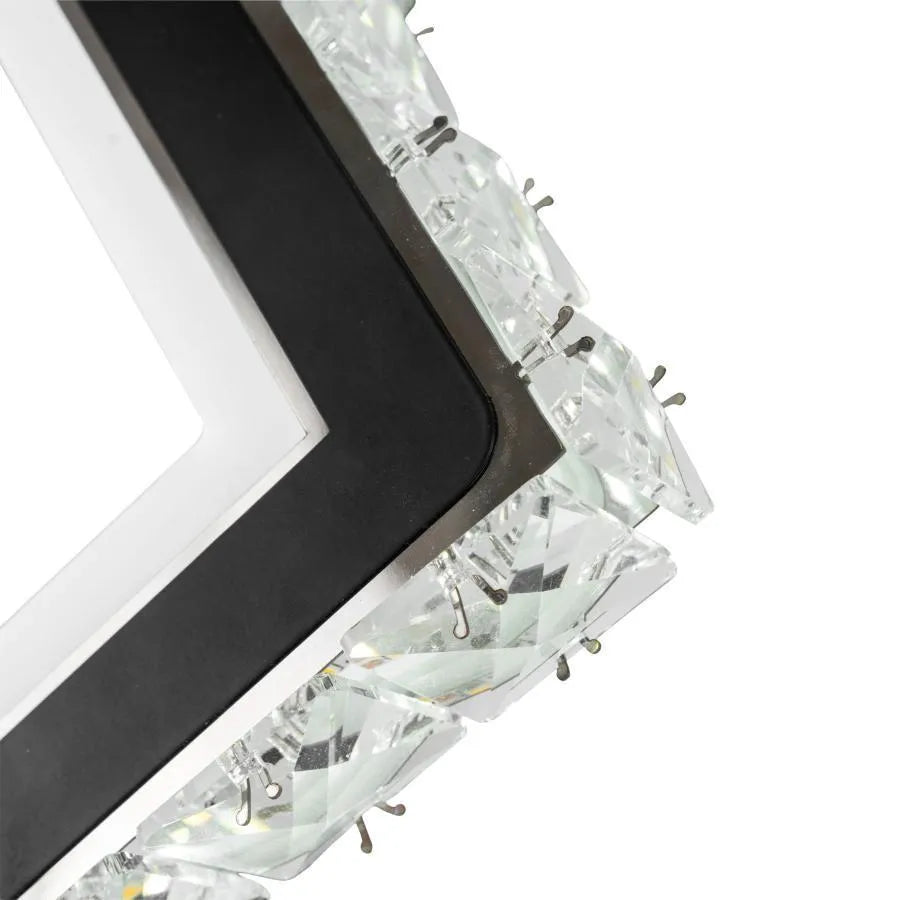 Alkalmazza a Terrano LED -t kristályokkal, négyzet alakú, 24W, hideg/forró/semleges fény, fekete és rozsdamentes